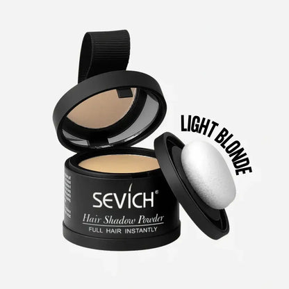 Sevich hair shadow powder with a black container and open lid on a white background.